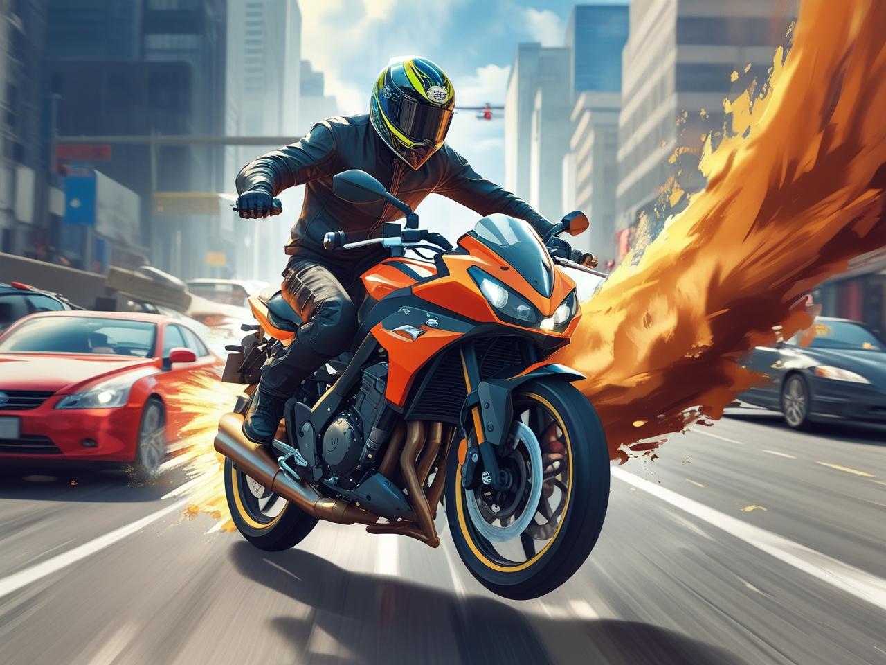 Highway Traffic Bike Stunts