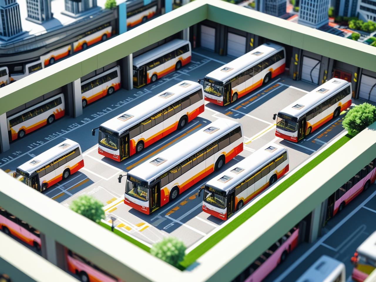 Bus Parking Cityscape Depot
